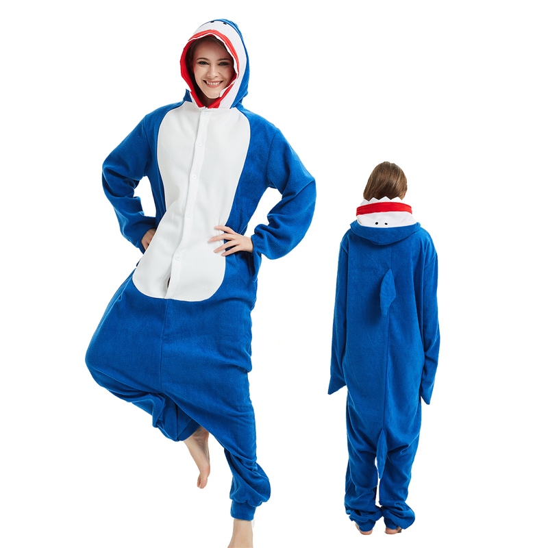 Blue shark Adult Onesies Animal Cartoon Kigurumi Pajamas Halloween Cosplay