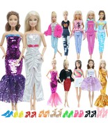 Doll Fashion Handmade Shiny Dress Doll Outfits Shoes Clothes Set For Bar... - £12.52 GBP+
