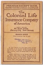 Colonial Life Insurance Company Premium Receipt Book 1939 Jersey City Ne... - $5.76