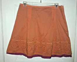 NWT Sigrid Olsen Orange Magenta Pink Embellished Eyelet Skirt Size 12P - $21.78