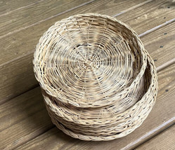 8 Wicker Paper Plate Holders BBQ Picnic Rattan RV Camping Basket Bamboo Camper - £11.86 GBP