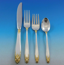 Prelude Gold Accent by International Sterling Silver Flatware Set Service 43 pcs - £2,021.62 GBP