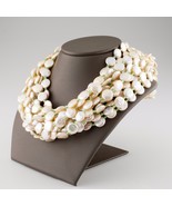 Cristina Ferrare Coin Pearl Multi-Strand Bib Necklace 18k Gold Clasp - $180,215.22 MXN