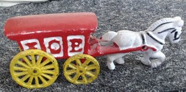 Vintage Cast Iron Toy Horse Drawn / ICE Carriage Wagon Wheels Advertisem... - $19.99