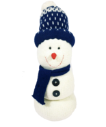 Pier 1 Blue and White Plushy Snowman 14&quot; x 6&quot; - £8.99 GBP