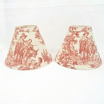 French Country Toile Red 2-PC Empire Clip-on Lamp Shades - £37.82 GBP