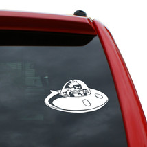 Calvin &amp; Hobbes in a Spaceship Vinyl Decal | Color: White | 7&quot; x 3.6&quot; - $4.94