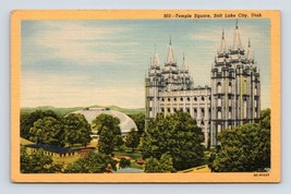 Temple Square Salt Lake City Utah UT UNP Unused Linen Postcard J17 - $2.92