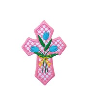 Easter Cross Embroidered Iron On Patch 2.7&quot; x 3.8&quot; Jesus God Resurrection Easter - £5.73 GBP