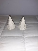 Nowell&#39;s White Ceramic Christmas Tree Shaped Salt and Pepper Shakers 3.5... - $18.69