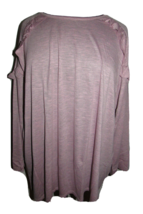 Plus Size 30/32, Pink Marled Ruffled Long Sleeve Top, Chelsea Studio - £21.56 GBP