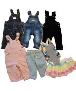 Girls Clothes Lot Sz 9 Mos 7pcs Jeans Overalls Skirt Swimsuit OshKosh Ca... - $35.50