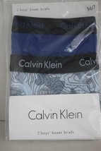 CALVIN KLEIN Boy&#39;s 2 Pack Cotton Boxer Briefs size S (6-7) New - £10.16 GBP