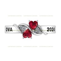 Personalized Heart Deco Collection Class Ring Silver 925 Graduation Gift for Her - £89.95 GBP