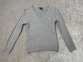 Lauren Ralph Lauren Sweater Womens Large Gray Cable Knit Fisherman Pullo... - $29.69