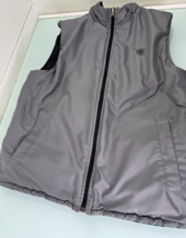 Ariat Puffer Vest Jacket Men Large L Reversible Full Zip Western Black Gray - $19.77