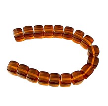 50 Dark Madeira Topaz Gold Preciosa Czech Glass 5x7mm Rounded Square Cube Beads - £3.15 GBP