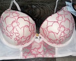 Daisy Fuentes ~ Womens Long Line Bra Push Up Pink Hearts Underwire Lace ... - $22.02