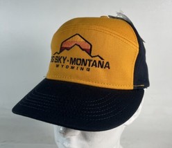 NWT 5 Panel Big Sky Mountain Wyoming Strapback Hat Autumn Blaze / Navy Ouray - £13.18 GBP