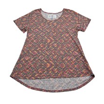 LulaRoe Shirt Womens L Multicolor Short Sleeve Geometric Print Classic Tee - £15.50 GBP