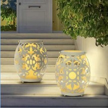 Metal Filigree Lantern with LED Candle, 2-pack, white,  Ivory NIOB 10.5&quot; - £28.93 GBP