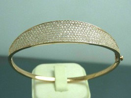 3 Ct Round Cut Simulated Diamond Gold Plated 925 Silver Women Bangle Bracelet - £139.94 GBP