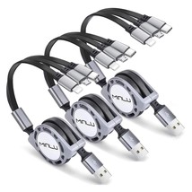 Retractable Charging Cable 3A, 3Pack 4Ft Multi Charging Cable Multi Fast Charger - £27.17 GBP