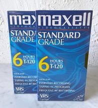 2 Maxell Standard Grade T-120 Blank VHS Video Tapes 6 Hour Capacity - New Sealed - £7.43 GBP