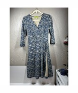 Sigrid Olsen Faux Wrap Dress Allover Wave Print Womens Petite Size Small PS - $43.95