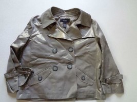 Alfani Metallic Silver Gray Cotton Rayon Acetate Double Breast Coat Jacket Sz M - £4.62 GBP