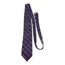 Ted Baker London 100% Silk Neck Tie Blue Brown Geometric Plaid Hand Tail... - $16.20