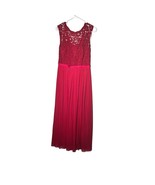 Davids Bridal Size 6 Apple Red Bridesmaid Dress Lace Bodice Chiffon Maxi... - $1,401.30 MXN