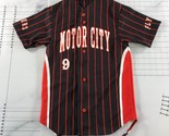Motor City Flyers Baseball Jersey Youth Small Brown Orange Stripes #9 - £15.56 GBP