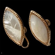 Vintage gold filled carved mother of pearl screw back earrings - £43.07 GBP