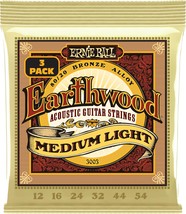 Ernie Ball Earthwood Medium Light 80/20 Bronze Acoustic Guitar Strings, 54 Gauge - £18.36 GBP