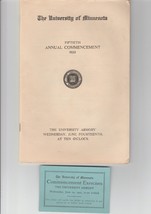 University of Minnesota Commencement Booklet 1922 - $0.99