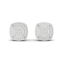 10K White Gold 1/3ct TDW Diamond Cluster Double Halo Earrings - £277.35 GBP