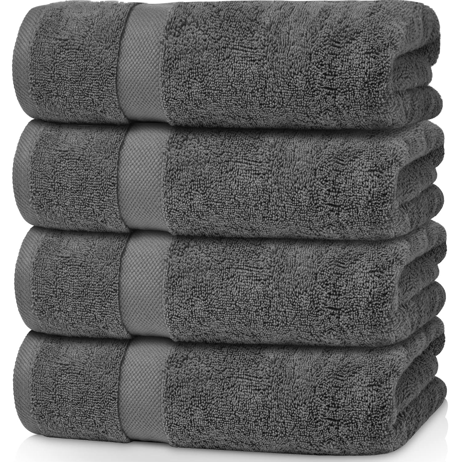 Wealuxe Charcoal Bath Towels Set Of 4, Cotton Body Towel For Hotel, Gym, Spa, So