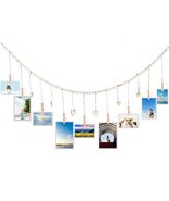 Hanging Photo Display with 9 Wooden Clips - Wall Decor Boho Dorm Room - $64.35 MXN Hanging Photo Display with 9 Wooden Clips - Wall Decor Boho Dorm Room - $64.35 MXN
