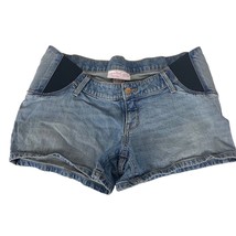 Isabel Maternity Shorts Size 8 Blue Denim Midi Short Side Panels - £9.19 GBP