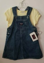 OshKosh Blue Denim Overall Jumper Dress with Yellow Knit Top Size 3T Set... - £22.85 GBP