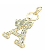 Rhinestone Studed Crown Alphabet Initial Letter A-Z Keychain Key Ring Ba... - £10.23 GBP