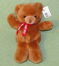 13&quot; Russ Caress Soft Pets Teddy Bear Tan Plush Ear Tag Red I Love You Ribbon Toy - £17.77 GBP