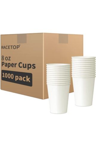 Primary image for (1000-Pack) 8OZ White Poly Paper Disposable Hot Beverage Coffee Drinking Cups