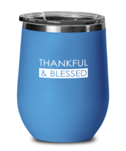 Thankful and Blessed, blue drinkware metal glass. Model 60062  - £21.57 GBP