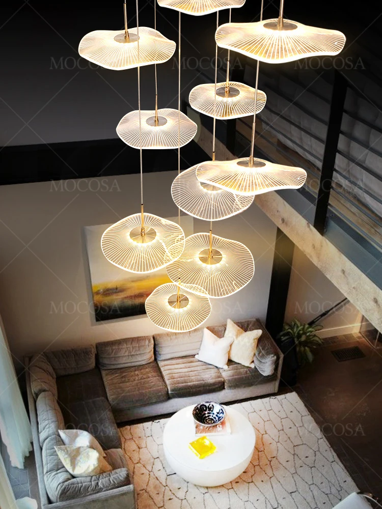 Lotus Leaf Chinese Style Chandelier Hall Staircase Rotating Chandelier H... - $63.18+