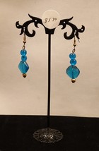 Vintage Translucent Blue Dangle Earrings Pierced Ears Hook - £11.00 GBP