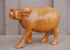 Old Vintage Hand Carved Water Buffalo Wood Wooden Asian Sculpture Mantel... - £31.13 GBP