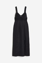 H&amp;M Linen Dress with Eyelet Embroidery Black Size XXL NEW W TAG - $59.00
