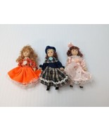 Lot Of 3 Miniature 4-4.5&quot; Porcelain Dolls Poseable Moveable Arms Legs Head - £34.79 GBP